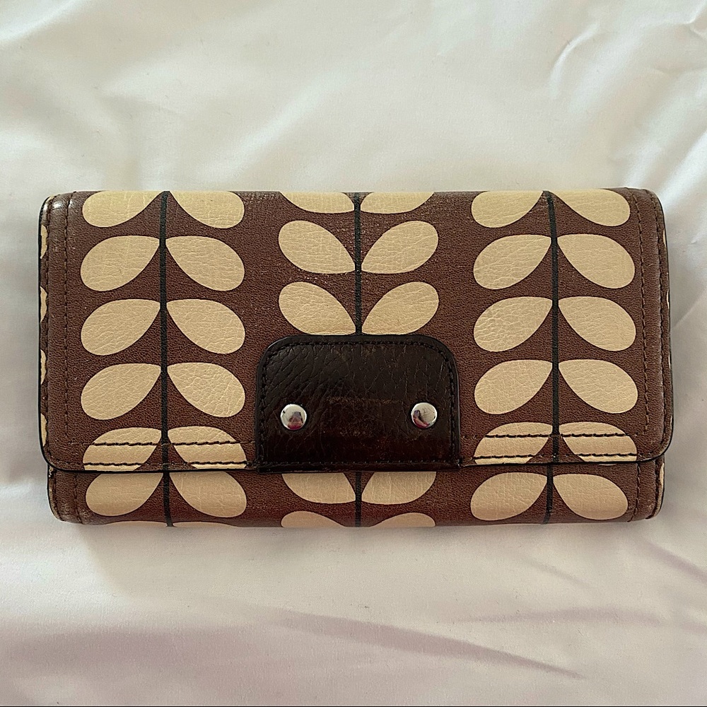 Orla Kiely Brown/Tan Leather Wallet